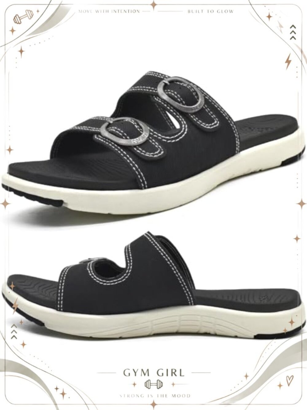 Women's Orthotic Arch Support Slide Sandals Adjustable Strap Slip On Flats